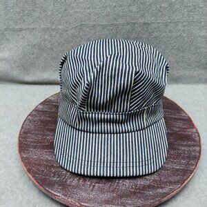 Blue & White Striped Adjustable Workwear Cap Classic Railroad Conductor Style Ma
